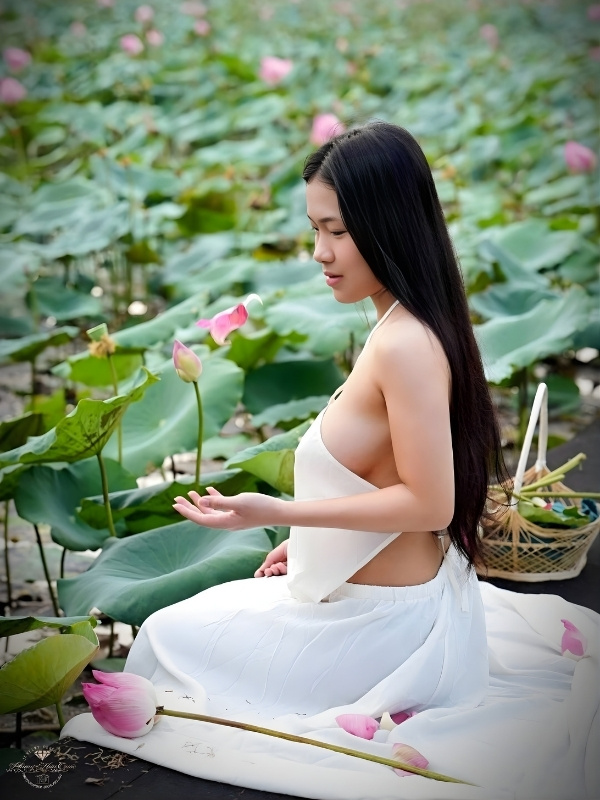 áo yếm thả rông hồ sen